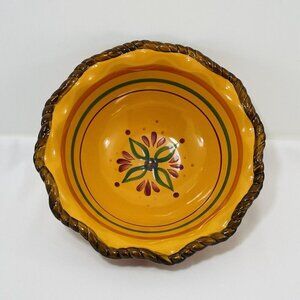 Home Garden Party Serving Mixing Deep Bowl Salad Stoneware Scallop Orange Flower